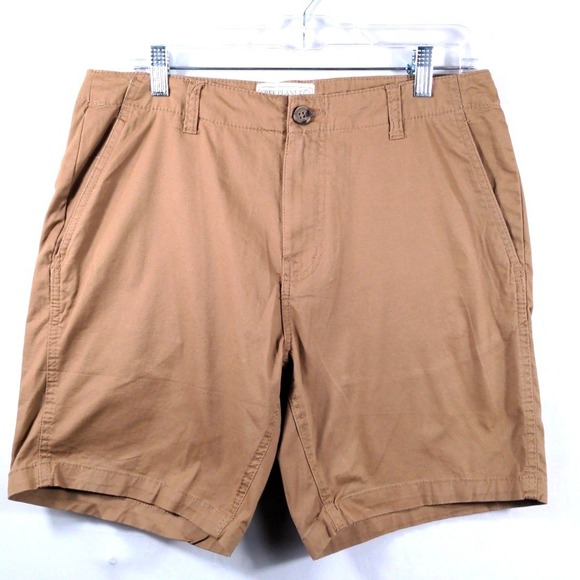Free Planet Mens Size 30 Chino Shorts Cotton Spandex Brown Casual Flat Front - Picture 8 of 8